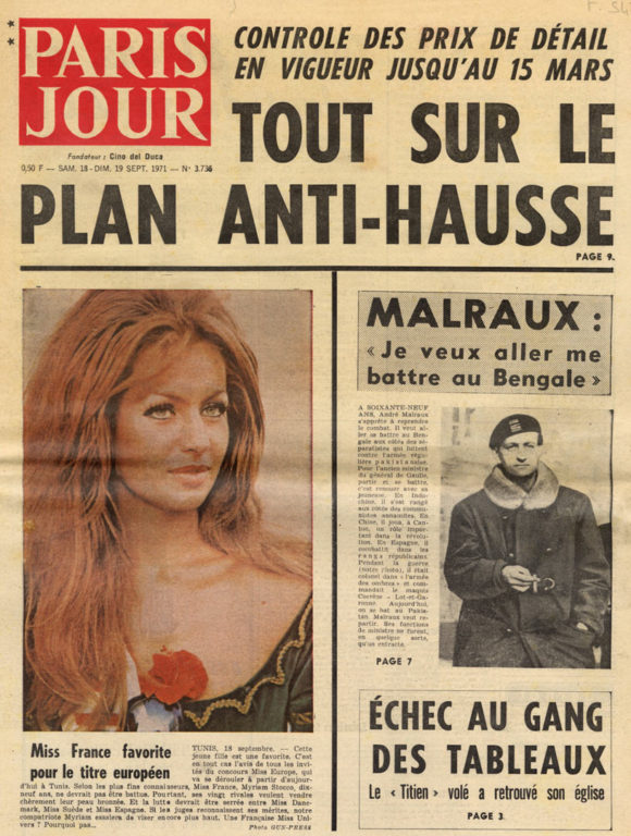 Image of Malraux et le Bangladesh. — «Paris Jour», 18-19 septembre 1971, n° 3736, p. 7.  «Malraux repart en guerre…».