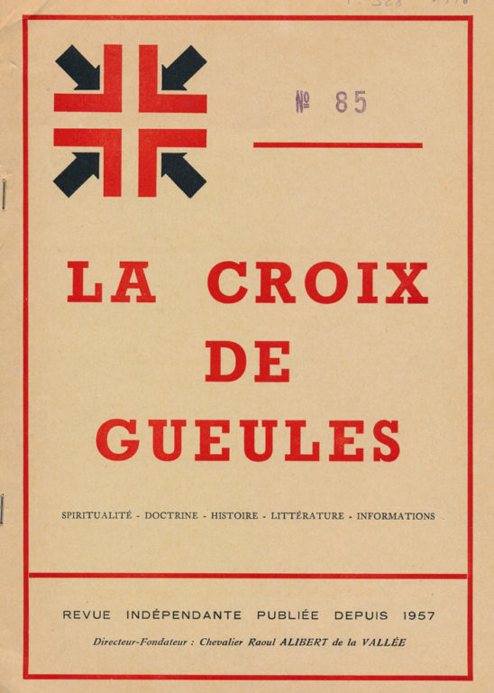 Image of «La Croix de Gueules», février-mars 1976, n° 85, p. 156. Chevalier Raoul Alibert de la Vallée : «André Malraux».