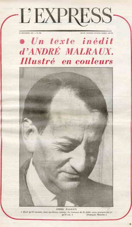 Image of «L'Express», 21 novembre 1957, p. 17-20. Françoise Giroud : «La métamorphose d'André Malraux»