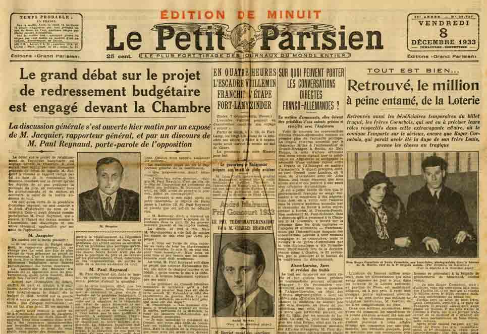 Image of «M. André Malraux – Lauréat du Prix Goncourt»,  «Le Petit Parisien»,  8 décembre 1933, p. 2.